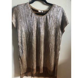 Zara Metallic ombré pleated shimmer shirt